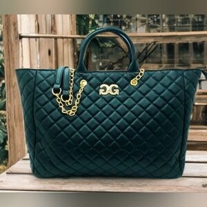 Gilda Paris Women's Zip Closure Quilted Large Tote Bag Black